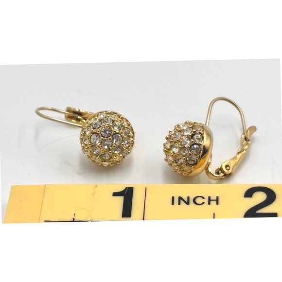 Vintage Swarovski Crystal Ball Leverback Earrings Valentine jewelry gift - Picture 6 of 14